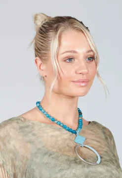Glass Beaded Choker in Aqua