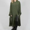 Globusen Silk Coat Dress in Avocado Green