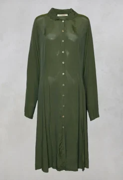 Globusen Silk Coat Dress in Avocado Green