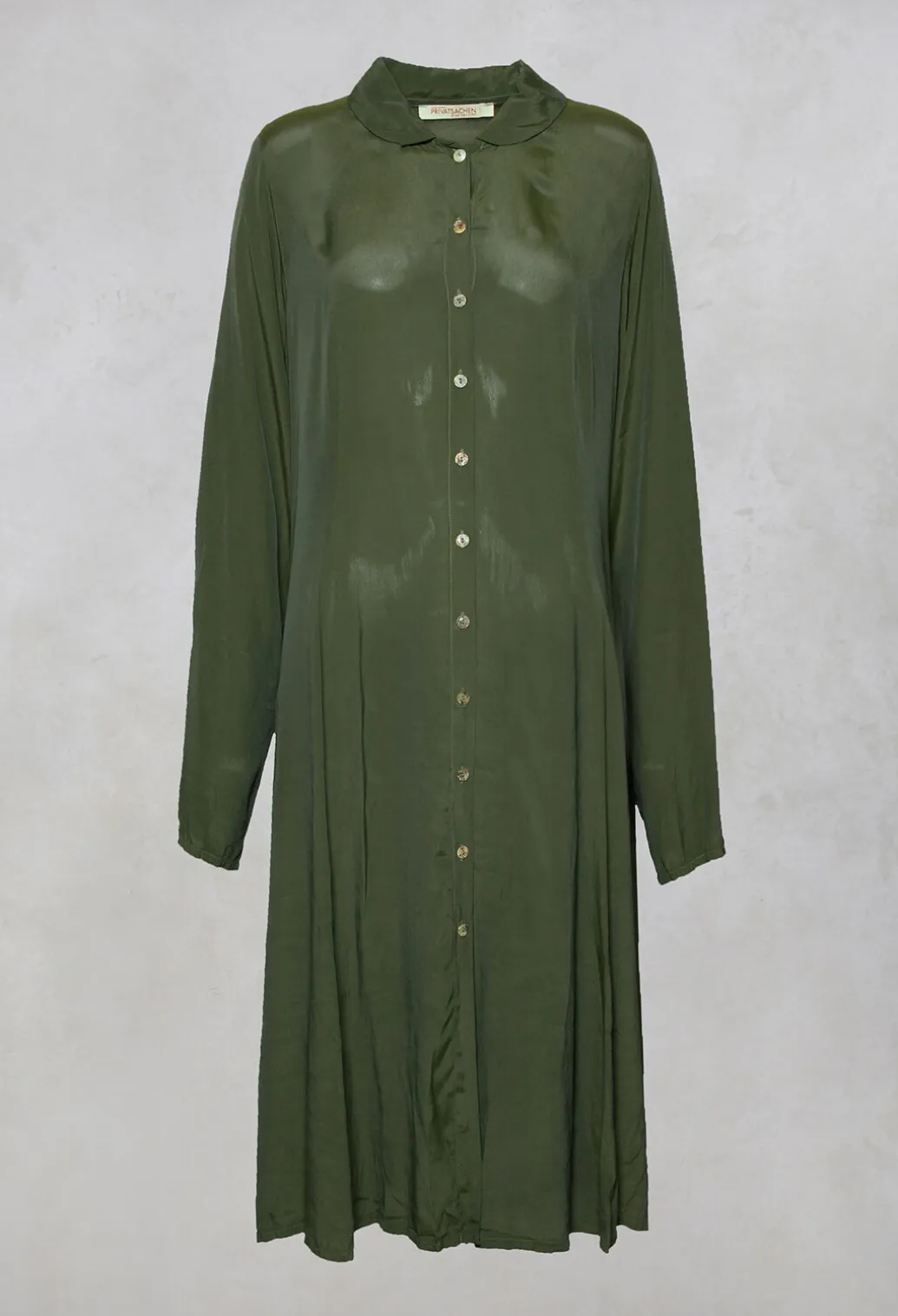 Globusen Silk Coat Dress in Avocado Green