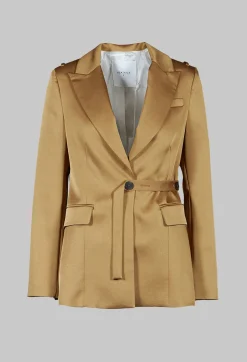 Gloss Satin Blazer in Tobacco