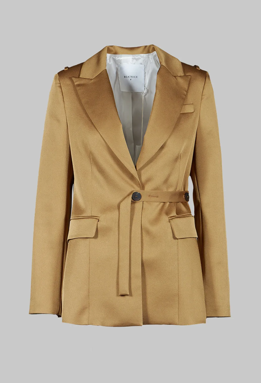 Gloss Satin Blazer in Tobacco