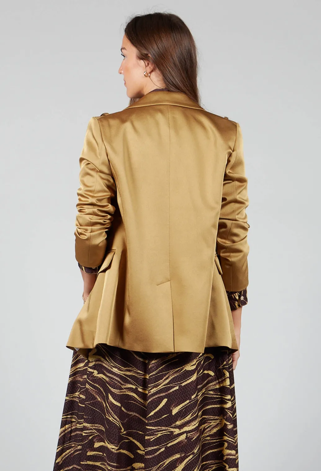 Gloss Satin Blazer in Tobacco