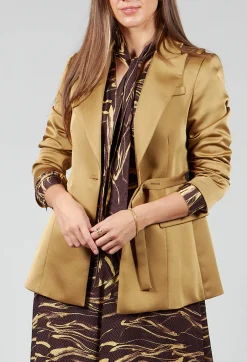 Gloss Satin Blazer in Tobacco