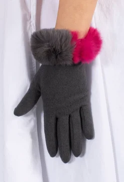 Gloves in Dark Grey/Fuchsia