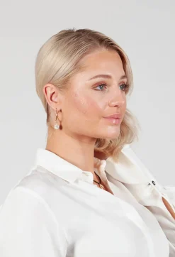 Gold Hoop with Pearl and Starburst Earrings
