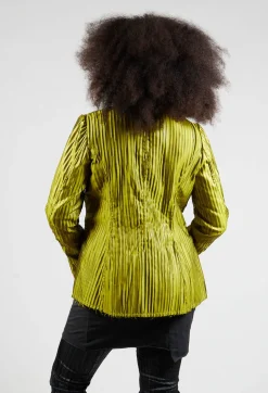 Grandad Collar Jacket in Lime