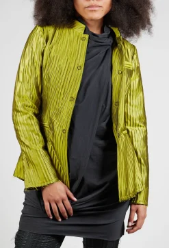 Grandad Collar Jacket in Lime