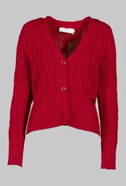 Grandad Knit Cardigan in Chili Pepper Red