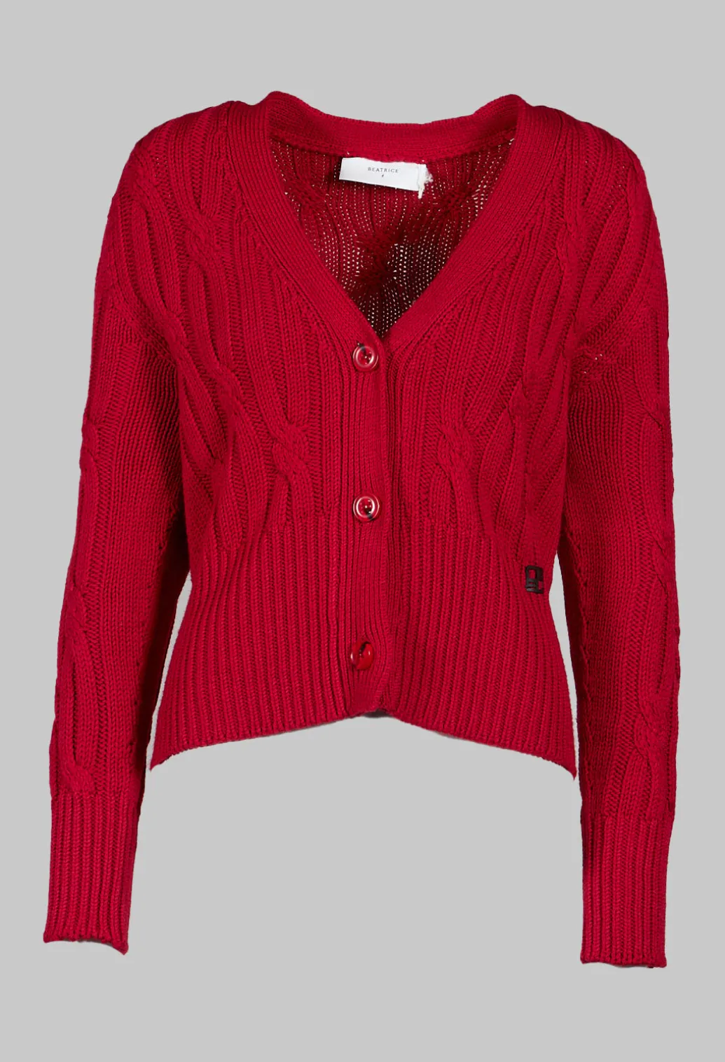 Grandad Knit Cardigan in Chili Pepper Red