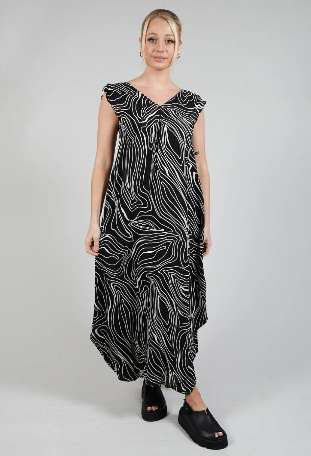 GRKO Dress in Black with White