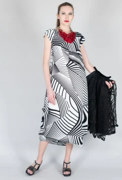 GRKO1 Dress in White with Black
