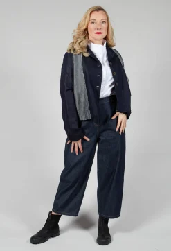 Half Button Through Shirt with Stand Collar in White