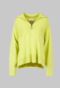 Half Zip Wool Jumper in Lime