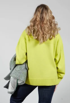 Half Zip Wool Jumper in Lime