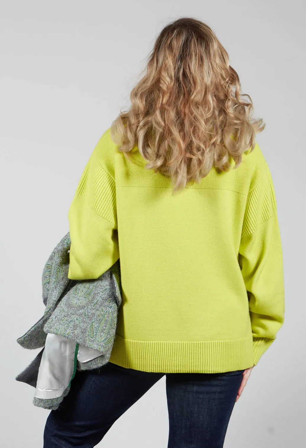 Half Zip Wool Jumper in Lime