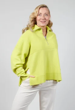 Half Zip Wool Jumper in Lime