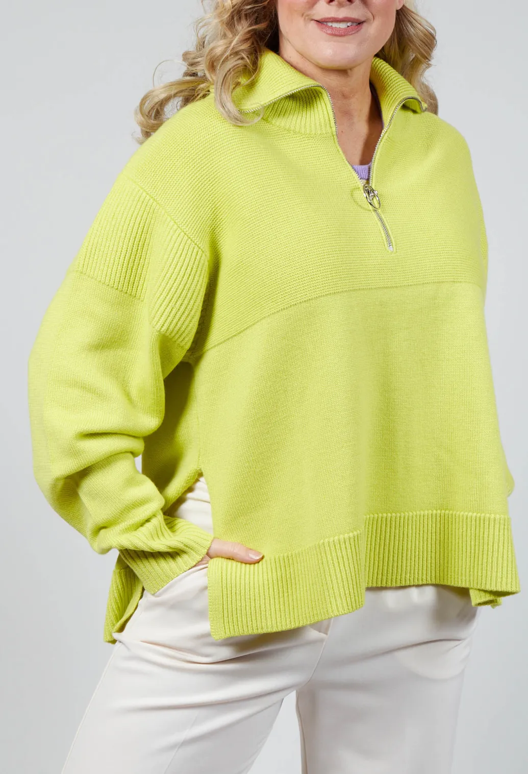 Half Zip Wool Jumper in Lime