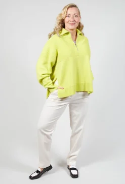 Half Zip Wool Jumper in Lime