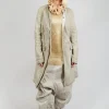 Half-Placket Coat in Straw Cloud