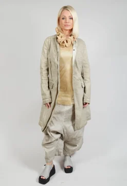 Half-Placket Coat in Straw Cloud