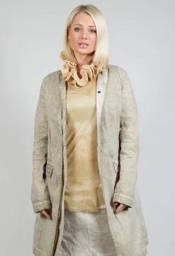 Half-Placket Coat in Straw Cloud