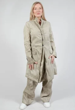 Half-Placket Coat in Straw Cloud