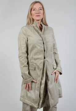 Half-Placket Coat in Straw Cloud