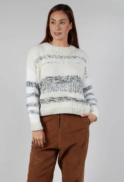 Hand Knitted Pullover in Ecru Grey