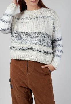 Hand Knitted Pullover in Ecru Grey