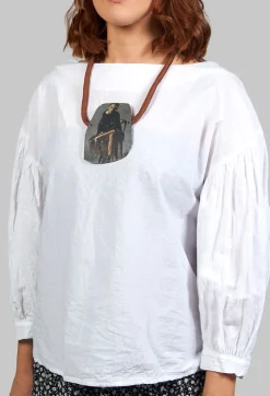 Handmade Fabric Necklace with Model Graphic