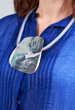 Handmade Fabric Necklace with Bag Graphic