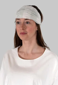 Headband in Coton Carreaux Vert Eau