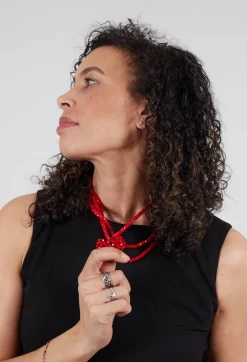 Heart Chain Necklace in Red