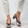 Heeled Sandal with Contrasting Detail in Black and White