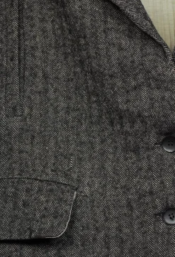 Herringbone Blazer with Front Split in Grey