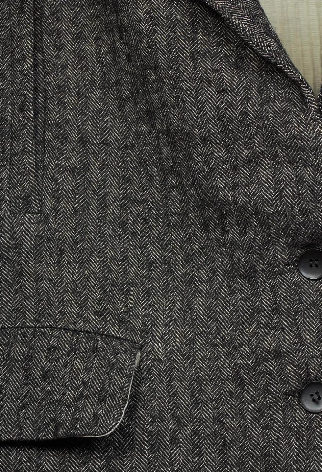 Herringbone Blazer with Front Split in Grey