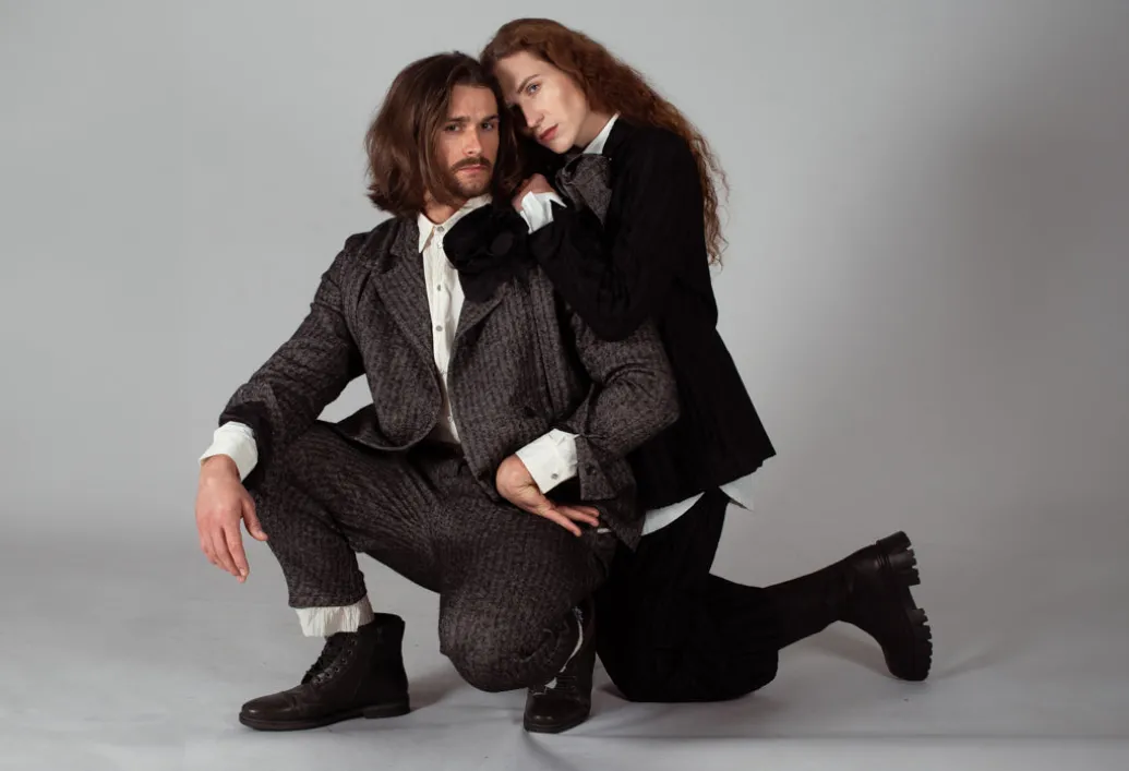 Herringbone Blazer with Front Split in Grey