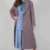 Herringbone Long Coat in Viola Purple