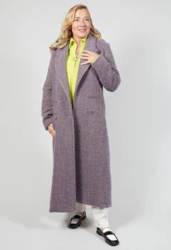 Herringbone Long Coat in Viola Purple