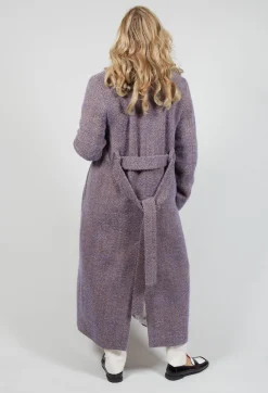 Herringbone Long Coat in Viola Purple