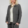 Herringbone Raw Edge Blazer Jacket in Sand