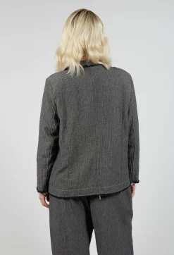 Herringbone Raw Edge Blazer Jacket in Sand