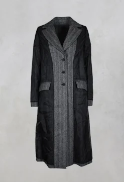 Hierophis Contrasting Net Mix Coat in Asfalto