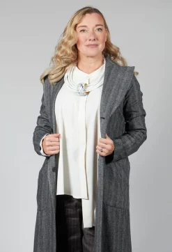 Hierophis Contrasting Net Mix Coat in Asfalto