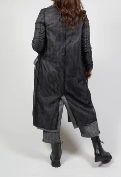Hierophis Contrasting Net Mix Coat in Asfalto