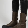 High Ankle Boots with Curved Zip in Gasoline Sottobosco