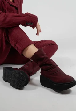 High Ankle Boots with Platform Sole in London Old Purple