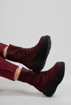 High Ankle Boots with Platform Sole in London Old Purple