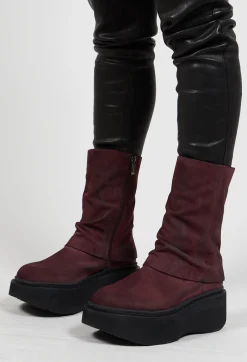 High Ankle Boots with Platform Sole in London Old Purple